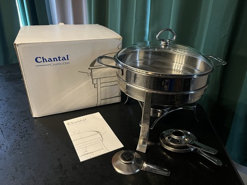 Vintage Chantal Chafing Dish 3 Quart w/ Warming Stand Made In Germany EUC In Box