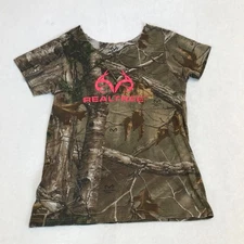 Realtree Camo Cut Scoop Collar Pink Green Graphic Tee