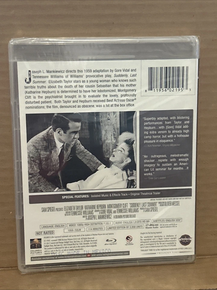 Suddenly, Last Summer (Twilight Time Blu-ray, 1959) FREE Shipping Sealed - Image 2 of 2