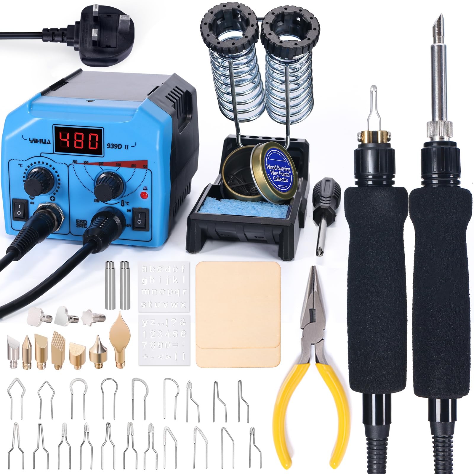 YIHUA 939D-II Pyrography Wood Burning Kit Station with 2 Pens...