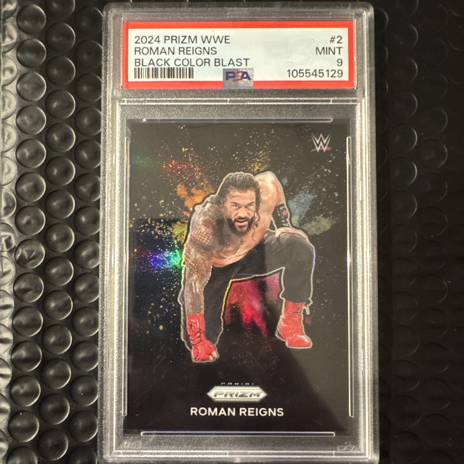 2024 Prizm WWE Roman Reigns Black Color Blast #2 MINT 9