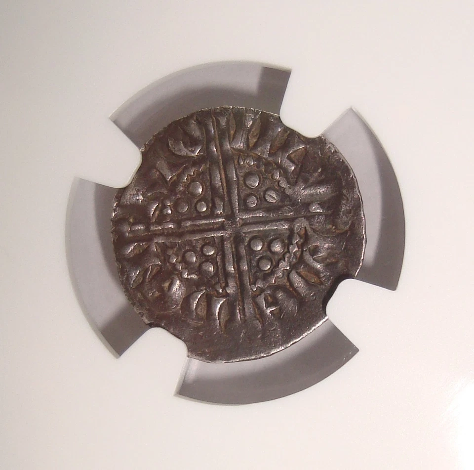 1248-1250 Inglaterra, Enrique III Londres Casa de la Moneda Cruz Larga Centavo de Plata NGC XF45 Foto 2 de 4