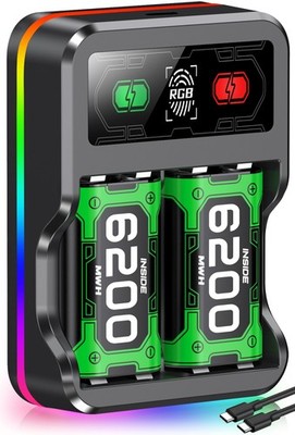 2 Stück 6200mWh Akku für Xbox One X /S & Xbox Elite &Xbox Series X /S Controller
