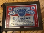 Vintage Budweiser Mirror- Beer Wood Framed Bar Man Cave Sign
