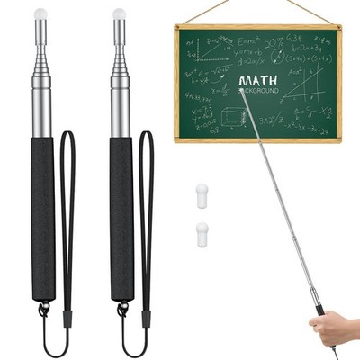 Uniclife 2 Pack Retractable Teacher Pointer Stick 2 Pcs, Black(up to 39.3'')