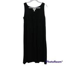Ann Taylor Loft Black Sleeveless Drapey V Neck Dress Size 12