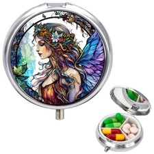 Fairy Theme Medicine Pill Box 3 Compartment Pocket Purse or Travel Organizer