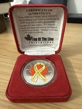 2009 Canada Silver Maple Leaf 1oz .9999 Support Our Troops Colourised COA Box