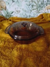 Anchor Hocking Ovenware - CASSEROLE DISH & Lid 1.5 Qt Brown Glass #1037 21cm