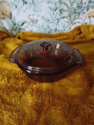 Anchor Hocking Ofengeschirr - KASSEROLLE & Deckel 1,5 Quart braunes Glas #1037 21 cm