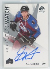 2016-17 SP Authentic future watch auto /999 A.J. Greer  Colorado Avalanche #189
