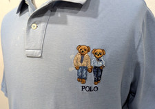POLO RALPH LAUREN Shirt Men's L Blue POLO BEAR Classic Fit Short Sleeve RARE  