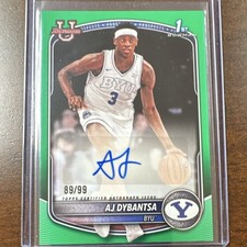 2025-26 Bowman Basketball AJ Dybantsa BYU Cougars Green Autograph /99