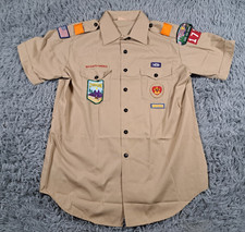 Boy Scouts of America Shirt Mens Large Tan Uniform Patches ORE-IDA Camp Morrison