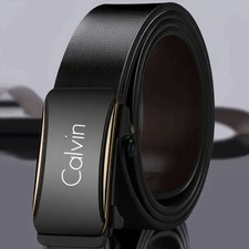 Calvin Klein Men’s Black & Gold Automatic Buckle Belt, Stylish Gift Idea