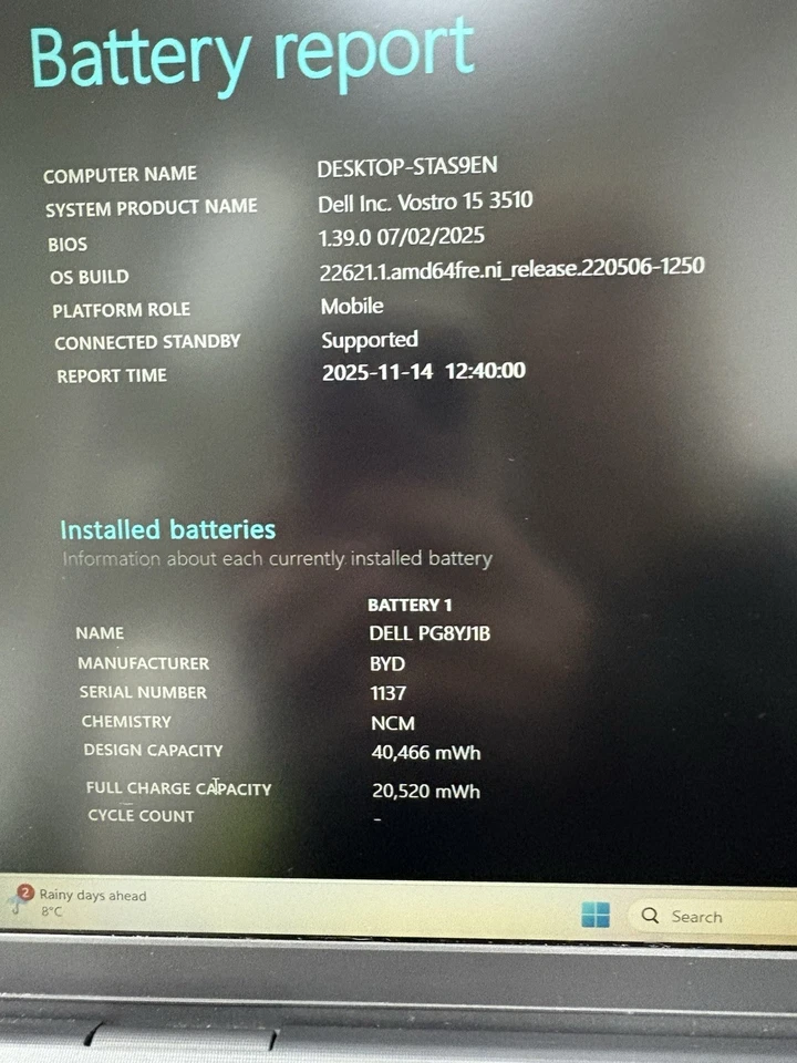 Dell Vostro 15 3510 Laptop i5-1135G7 16GB RAM 256GB SSD Windows 11 Pro READ - Image 3 of 4