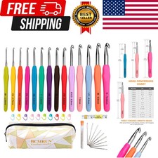 Crochet Hooks Set,14 PCS 2mmB-10mmN Ergonomic Soft Grip Handles Yarn Knitting...