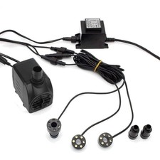 Springbrunnenpumpe LED Ring 1500l/h Wasserspiel Beleuchtung Garten