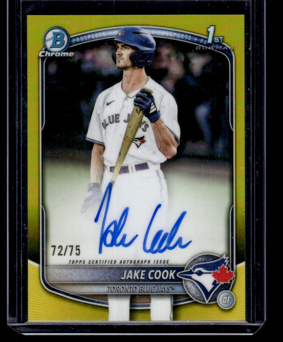 JAKE COOK 2025 BOWMAN DRAFT CHROME #CPA-JC YELLOW REFRACTOR AUTO 72/75