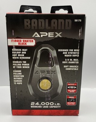 Badland Apex Forged Snatch Block 24,000 lb. Working Load Capacity Brand New