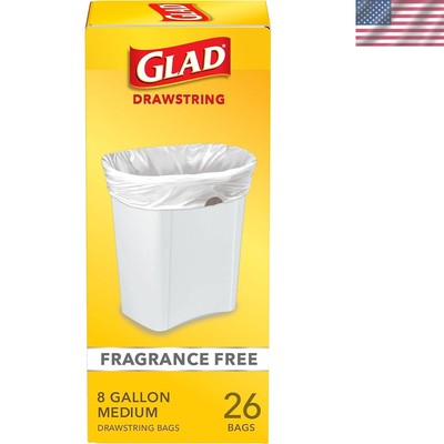 Medium Trash Bags, 8 Gallon, Fragrance Free Garbage Bags With Drawstring, 26 ...