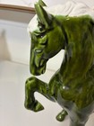 Set of 3 Vintage Ceramic Horse Figurines 8” Green With White Manes-Tails  — photo 7