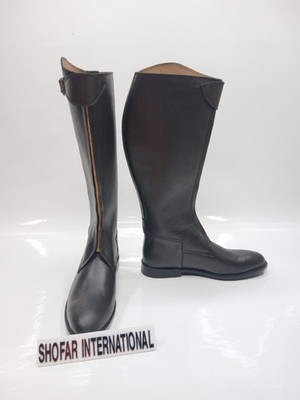 Leather Riding Boots Tall Equestrian Front Zipper Field Boots Genuine Leather