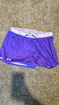 Under Armour Women s Purple Mesh Athletic Shorts Drawstring Elastic Waist Logo