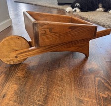 Handmade Solid Wood Wheelbarrow Plant Holder Rustic Vintage Garden Decor 25+ Yrs