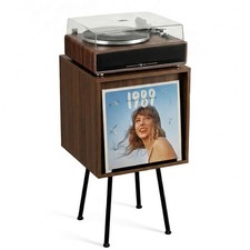 Flip Top Record Player Stand, End Table Holds up to 100 Albums, Turntable Sta