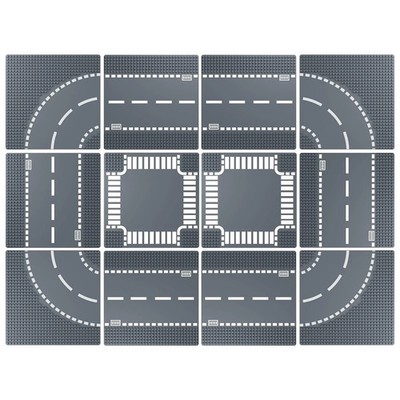 Road Base Plates for City Building Block, 12 Street Plates, 10''x10'' Road Base...