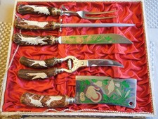 Vintage Stolingen Germany Turkey 5 Piece Carving Set In Box