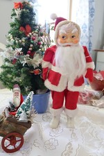 VINTAGE MCM RUBBER FACE 14  SANTA CLAUS DOLL RED FELT SUIT, HONG KONG