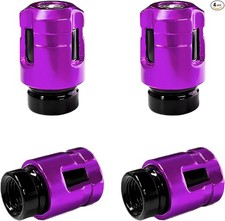 4PCS Aluminum Alloy Tire Valve Stem Caps, Leak-Proof Air Valve C Color: Purple