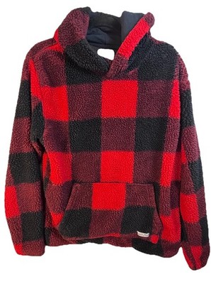 Black Jack 1999 Hoodie Unisex Red Black Buffalo Plaid Pullover Sherpa LARGE