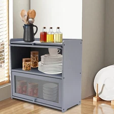 Modern 2 Tier Storage Cabinet Kitchen Bedroom Countertop Storage Cabinet