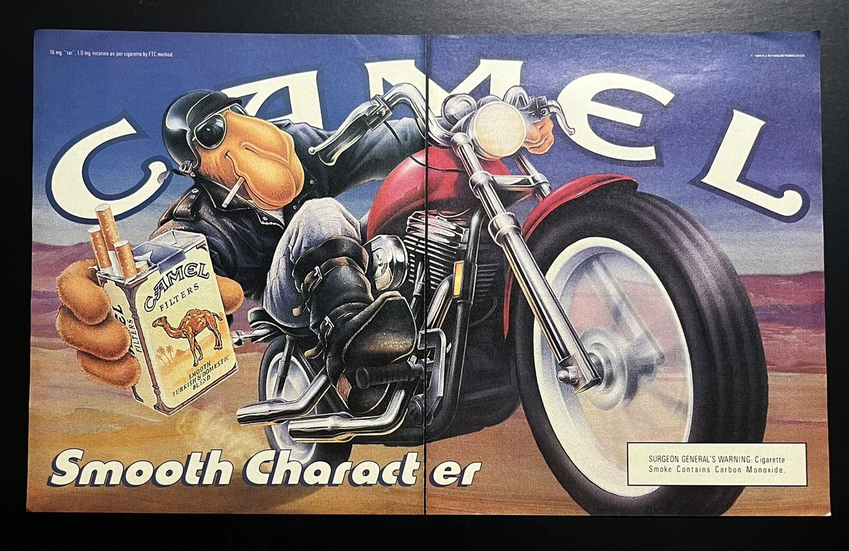 Camel Cigarettes Joe Camel Motorcycle 1990 Vtg Print Ad 19.5