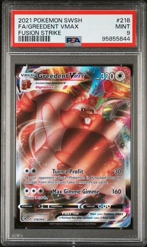 Pokemon Fusion Strike Greedent VMAX #218 PSA 9 Mint Ultra Rare
