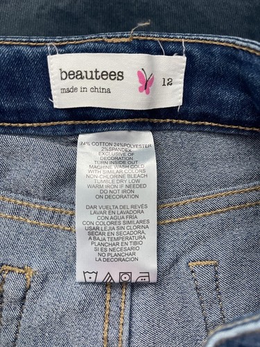 NWT BEAUTEES Premium Denim Jeans Bling Distressed Sparkle Glitter Girls SIZE 12 - Picture 7 of 16