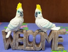 COCKATOOS On Welcome Sign 19cm Ornament for Garden or Home