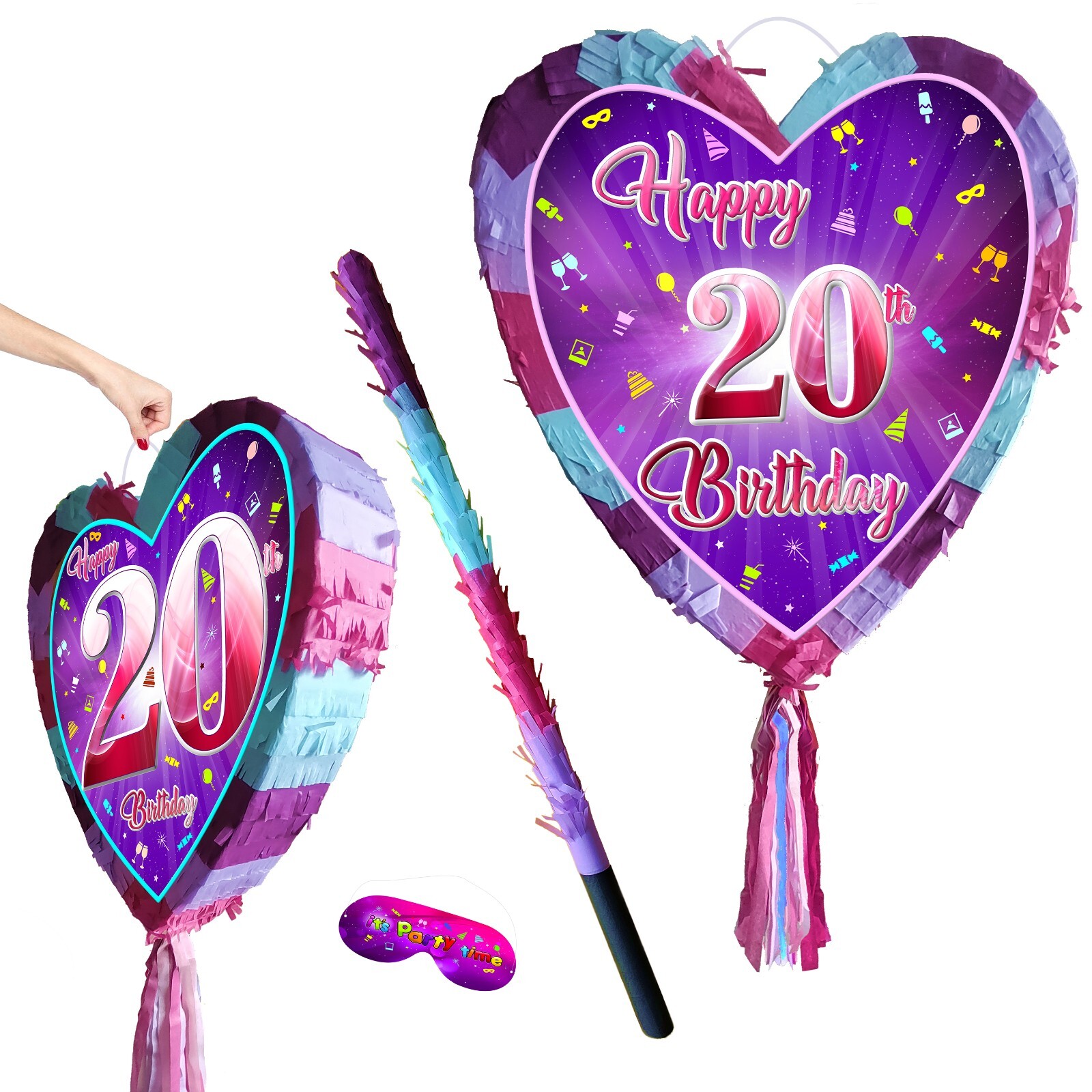 20th Birthday Heart Pinata Twenty party game fun girls theme number 20 event UK