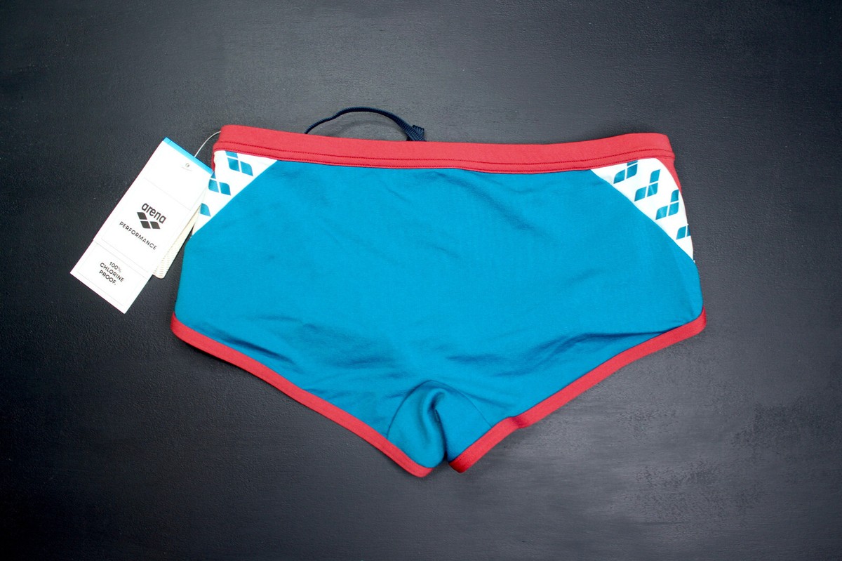 Arena men blue Astro red Icon low waist short trunk swimwear size