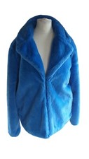 Ichi Women's Light Blue Size Uk Small Short Faux Fur Coat Jacket Nwot