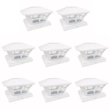 8 Black / Bronze / Brown / White 6 x 6 Solar Post Lights Outdoor Cap Fence Lamp