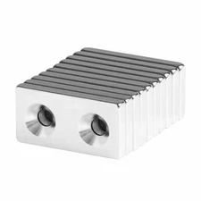 1 x 1/2 x 1/8 Inch Neodymium Rare Earth Countersunk Block Magnets N42 (10 Pack)
