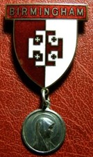 Christian pilgrimage BIRMINGHAM to LOURDES enameled silver medal by MILLER