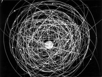 Model uranium atom Nucleus around which the electrons move 1959 Old Photo