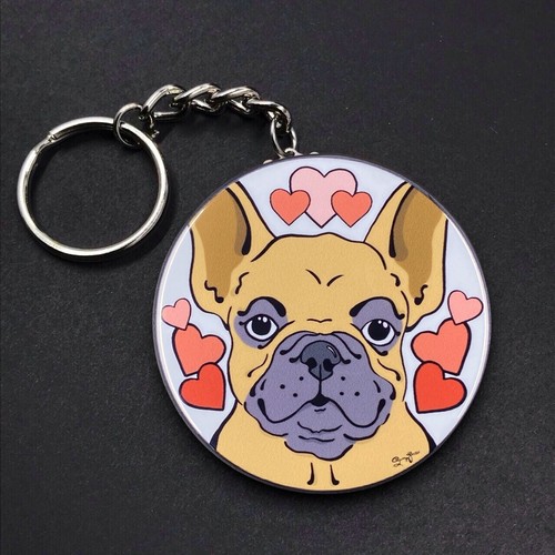 Schlüsselanhänger Rehkitz Französische Bulldogge Hund Valentinstag Handarbeit Zubehör Geschenk - Bild 3 von 16