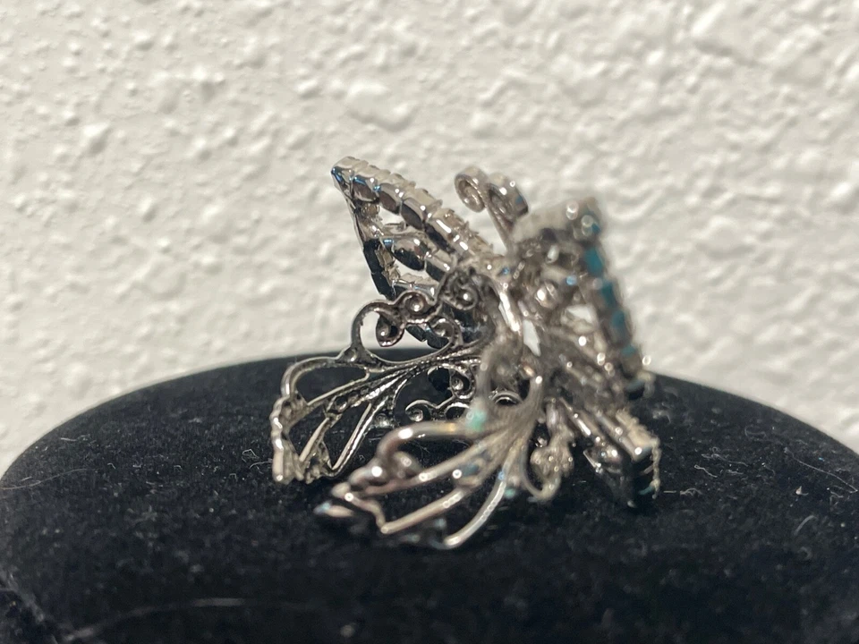 Anel borboleta assinado tiara Misu filigrana prata tomtina 6 7 8 9 strass - Imagem 3 de 4