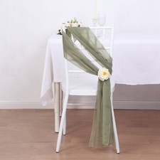5 DUSTY SAGE Premium Chiffon Wide CHAIR SASHES Wedding Party Reception